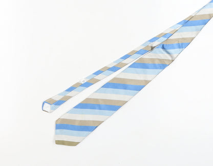 Phillip Alexandre Men's Blue Beige Striped Silk Tie