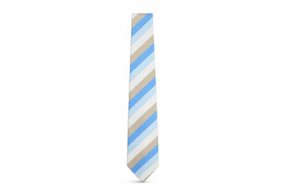 Phillip Alexandre Men's Blue Beige Striped Silk Tie
