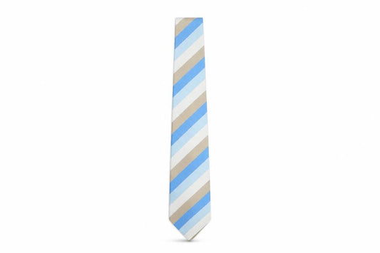 Phillip Alexandre Men's Blue Beige Striped Silk Tie