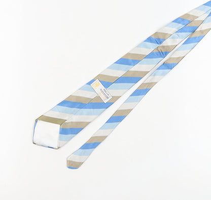 Phillip Alexandre Men's Blue Beige Striped Silk Tie