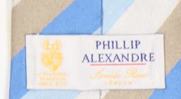 Phillip Alexandre Men's Blue Beige Striped Silk Tie