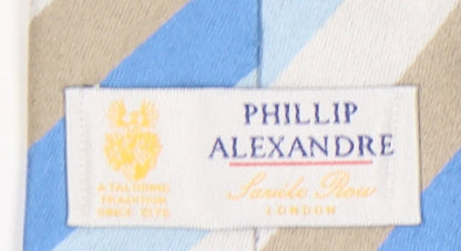 Phillip Alexandre Men's Blue Beige Striped Silk Tie