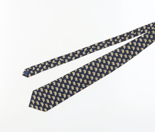 Men's Blue Silk Animal Print Tie - One Size Style