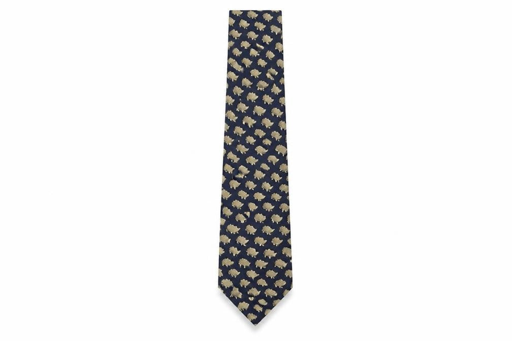 Mens Unknown Blue Animal Print 100% Pointed Tie