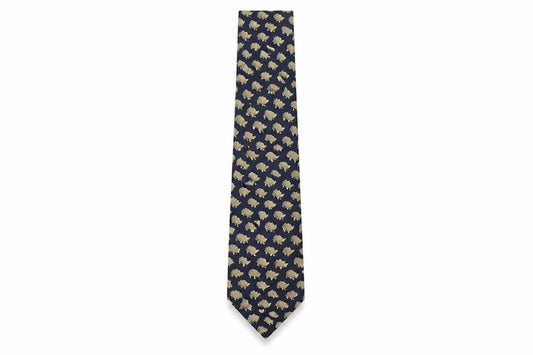 Mens Unknown Blue Animal Print 100% Pointed Tie