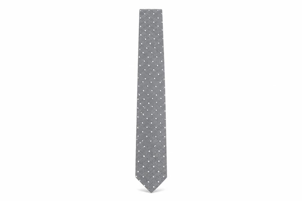 Mens River Island Grey Polka Dot 55% Cotton 45% Polyester  Tie
