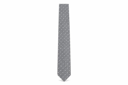 Front view of River Island Grey Polka Dot Cotton Blend Tie