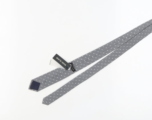 River Island Grey Polka Dot Cotton Blend Tie