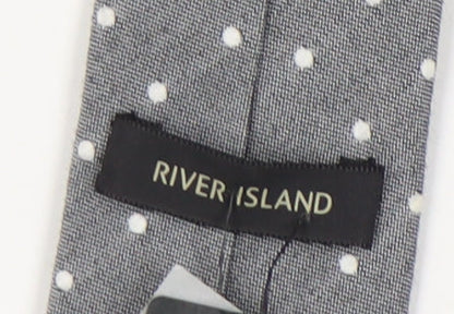 River Island Grey Polka Dot Cotton Blend Tie