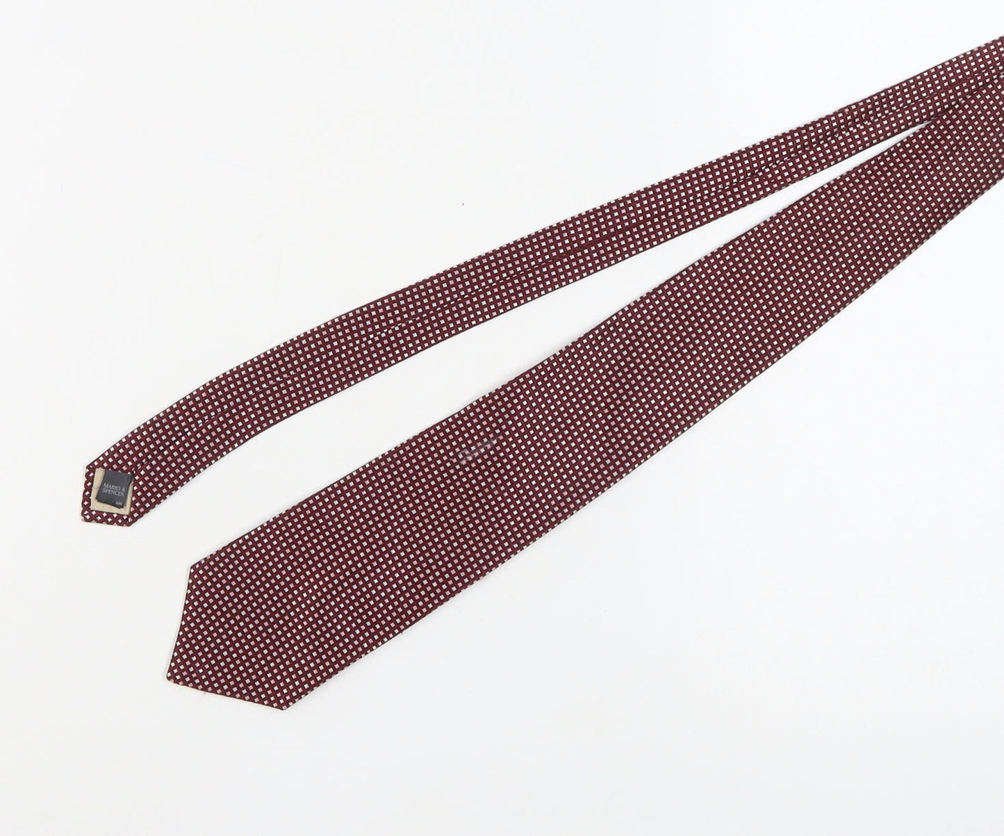Marks and Spencer Men's Red Geometric Silk Tie
