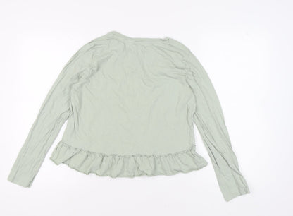 Hooch Women's Green Ruffle Long Sleeve T-Shirt M