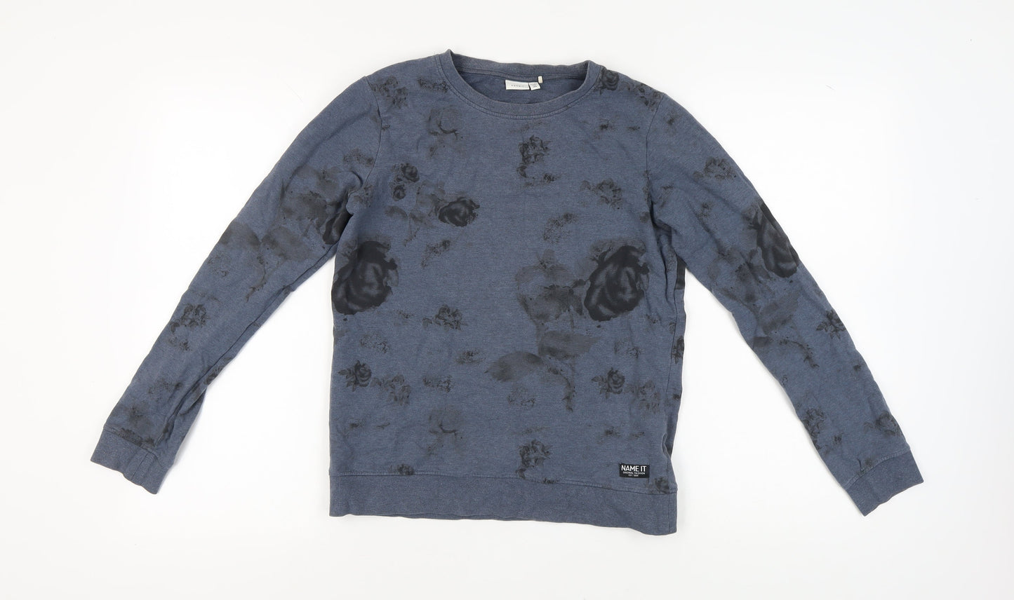 Name It Girls Blue Floral Pullover Sweatshirt - 13-14 Years