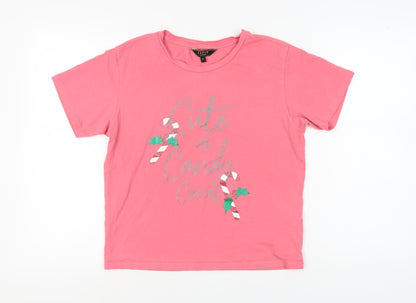 Lipsy London Women's Pink Christmas T-Shirt M