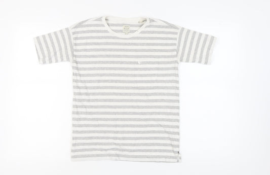 Jack Wills Women's Striped T-Shirt, Size 4, White/Grey
