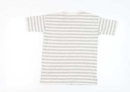 Jack Wills Women's Striped T-Shirt, Size 4, White/Grey