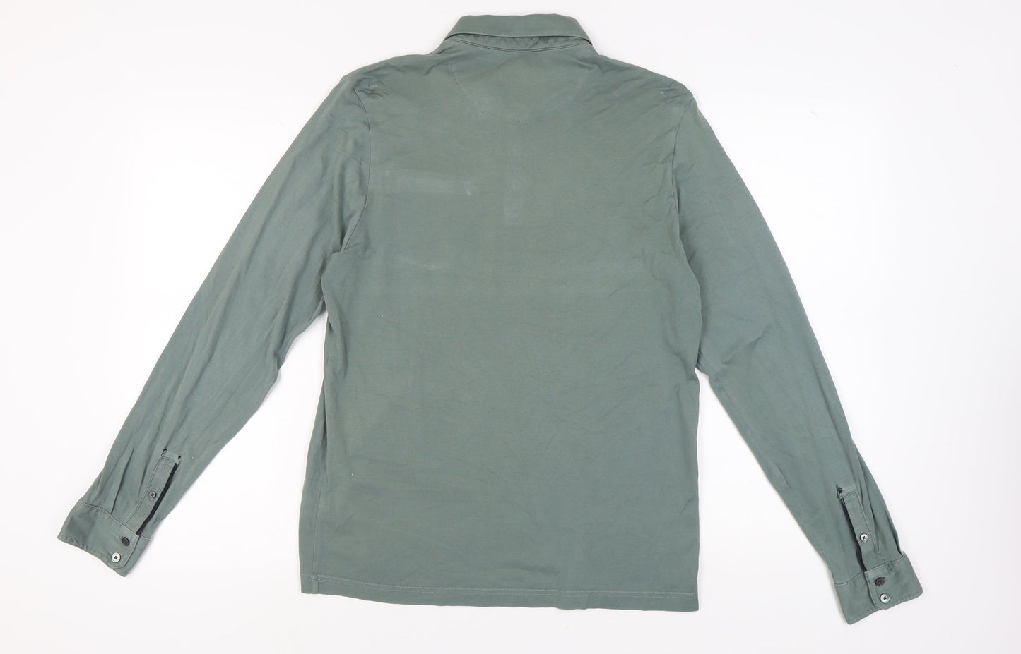 Marks and Spencer Men's Green Long Sleeve Polo L