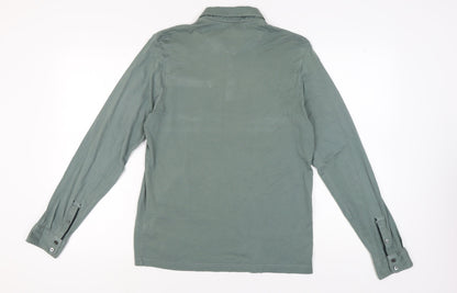 Marks and Spencer Men's Green Long Sleeve Polo L