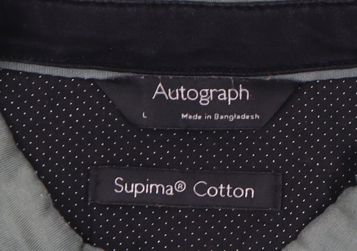 Marks and Spencer Men's Green Long Sleeve Polo L