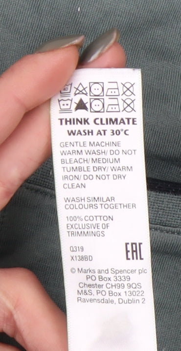 Marks and Spencer Men's Green Long Sleeve Polo L