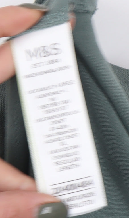 Marks and Spencer Men's Green Long Sleeve Polo L