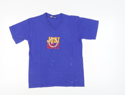 Nike Blue Unisex T-Shirt, M, V-Neck, 100% Cotton