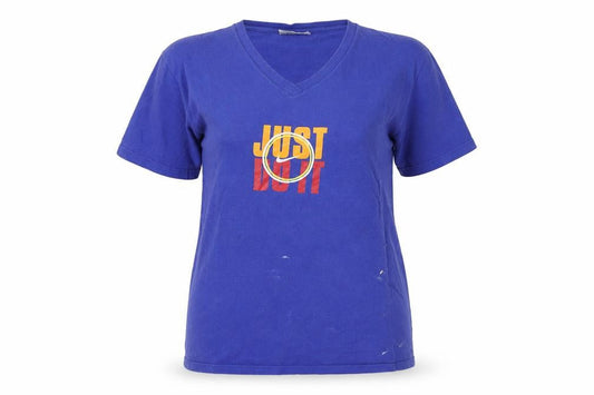 Front view of Nike Blue unisex t-shirt, m, v-neck, 100% cotton