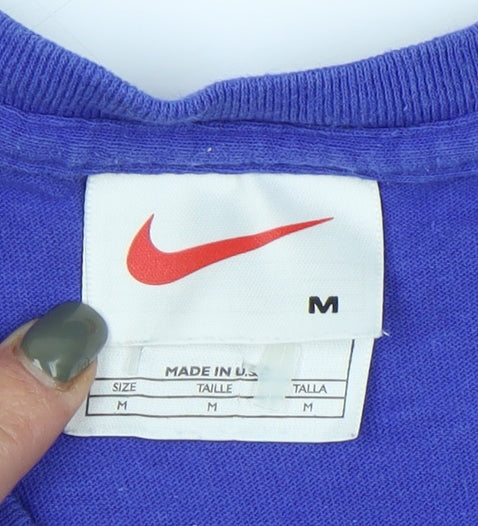 Nike Blue Unisex T-Shirt, M, V-Neck, 100% Cotton