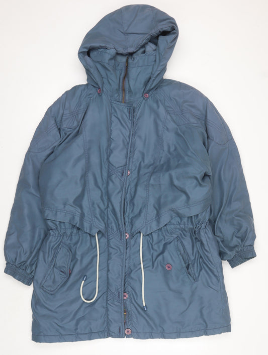 C&A Women's Blue Nylon Hooded Parka Jacket Size 12