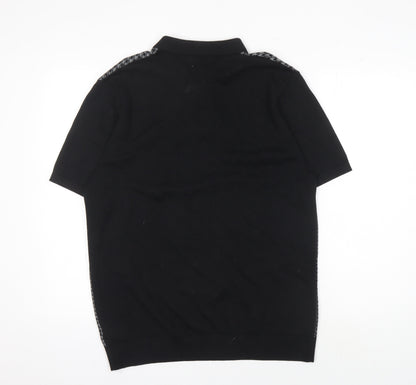 Next Men's Black Houndstooth Polo L