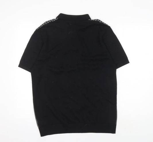 Next Men's Black Houndstooth Polo L