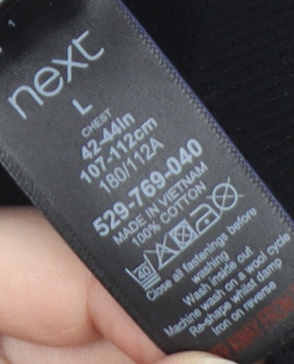 Next Men's Black Houndstooth Polo L