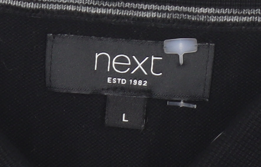 Next Men's Black Houndstooth Polo L