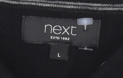 Next Men's Black Houndstooth Polo L