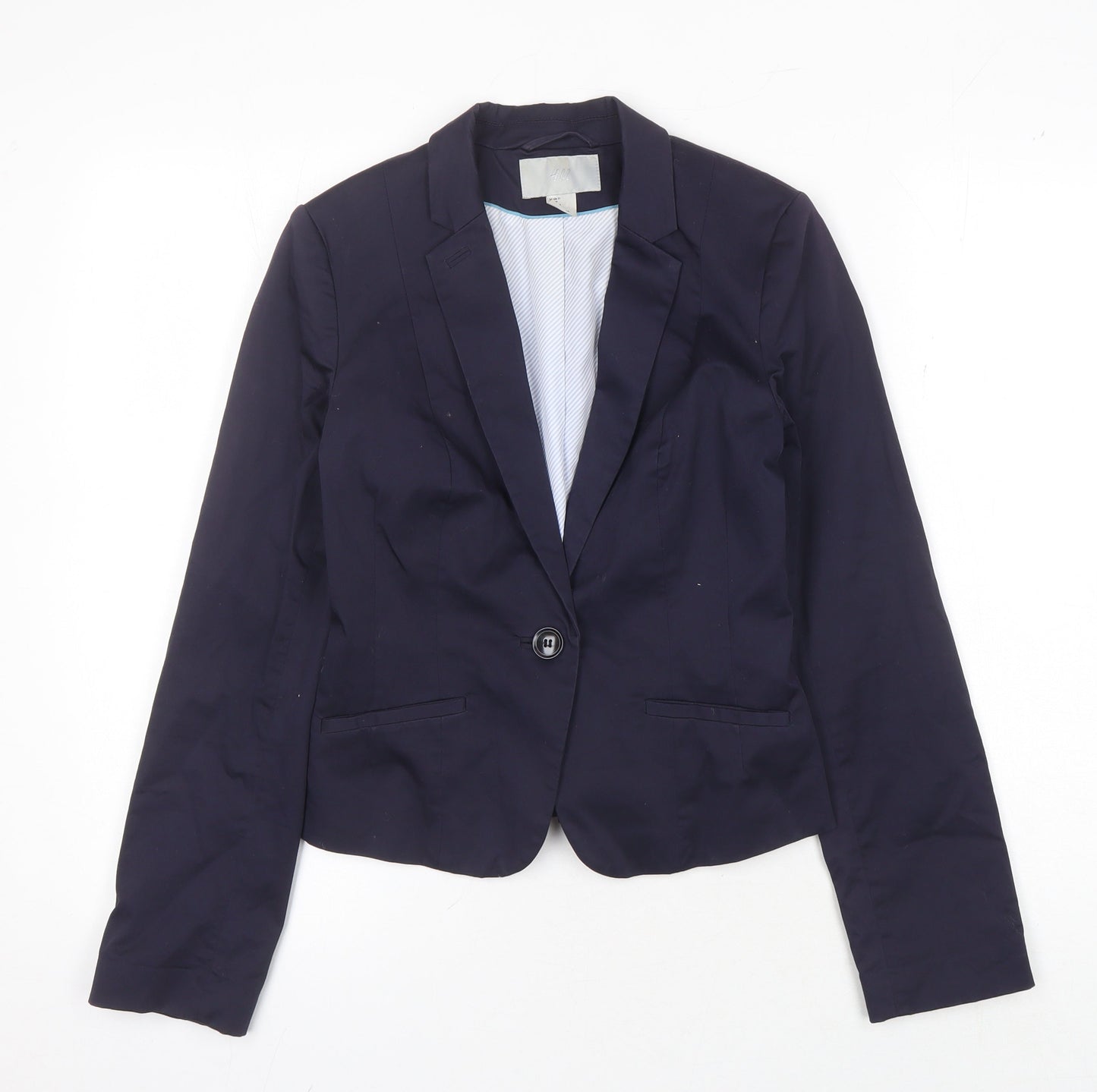 H&M Women's Blue Blazer, Size 6, Notch Collar, Business