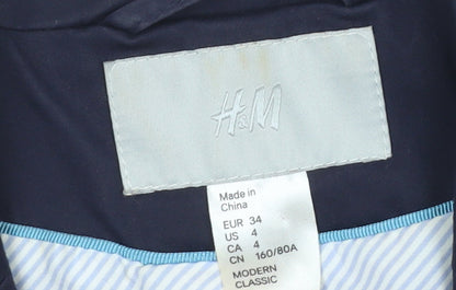 H&M Women's Blue Blazer, Size 6, Notch Collar, Business