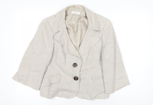Wallis Women's Beige Blazer, Size 14, Linen Blend