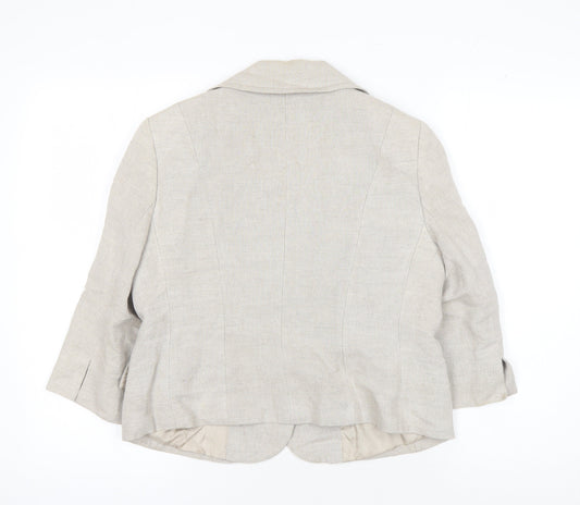 Wallis Women's Beige Blazer, Size 14, Linen Blend