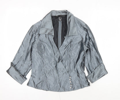 JS Boutique Women's Grey Wrap Blouse Size 6 Formal