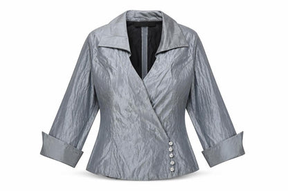 JS Boutique Women's Grey Wrap Blouse Size 6 Formal