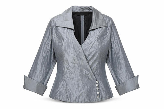 JS Boutique Women's Grey Wrap Blouse Size 6 Formal