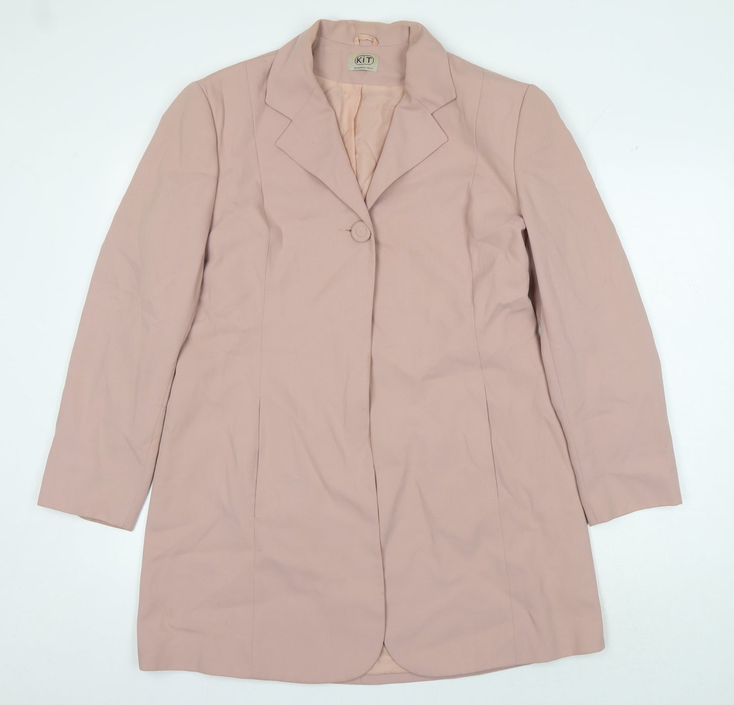 KIT Women's Pink Blazer, Size 14, Elegant One-Button Design