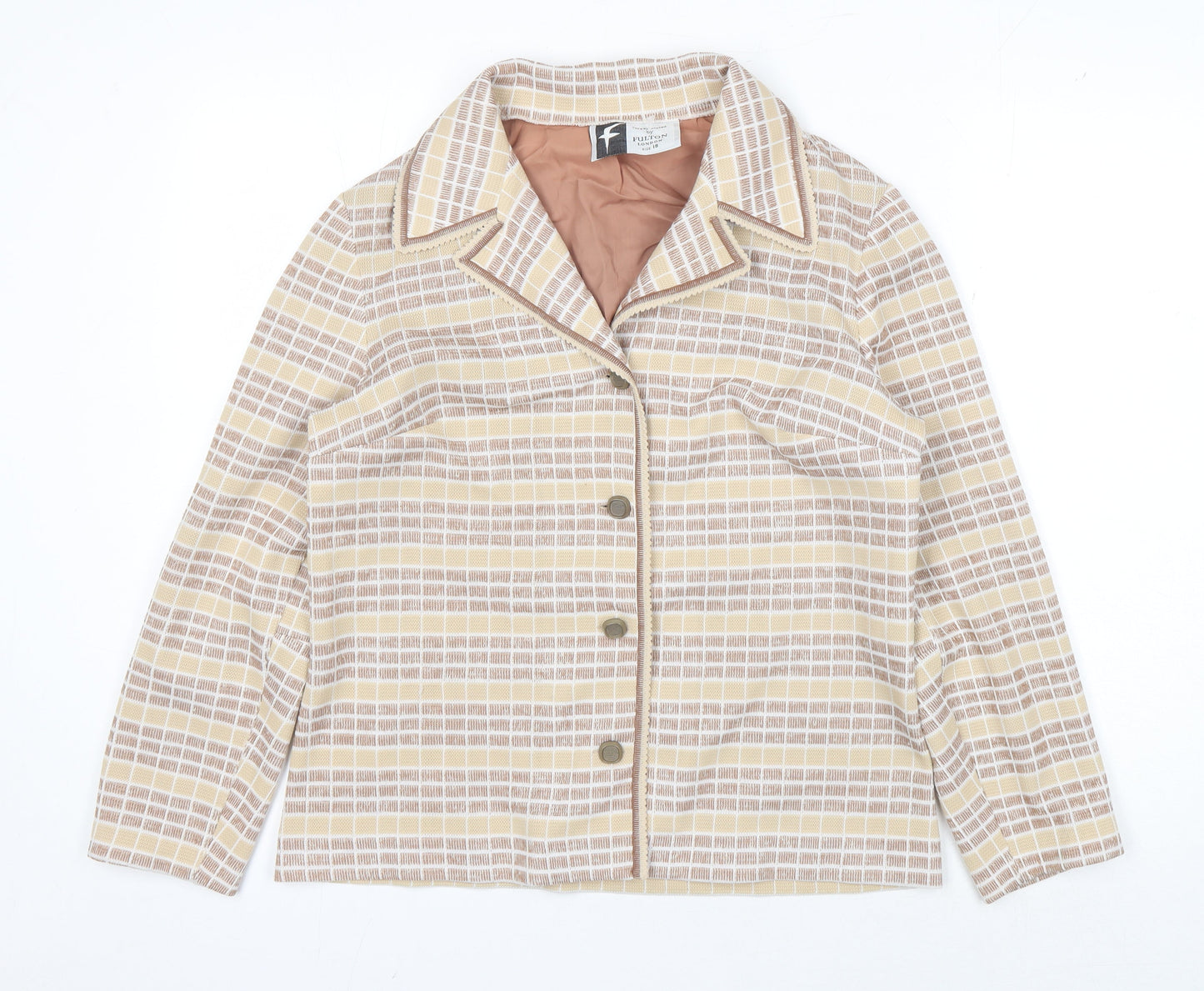 Fulton Women's Beige Check Jacket Size 18