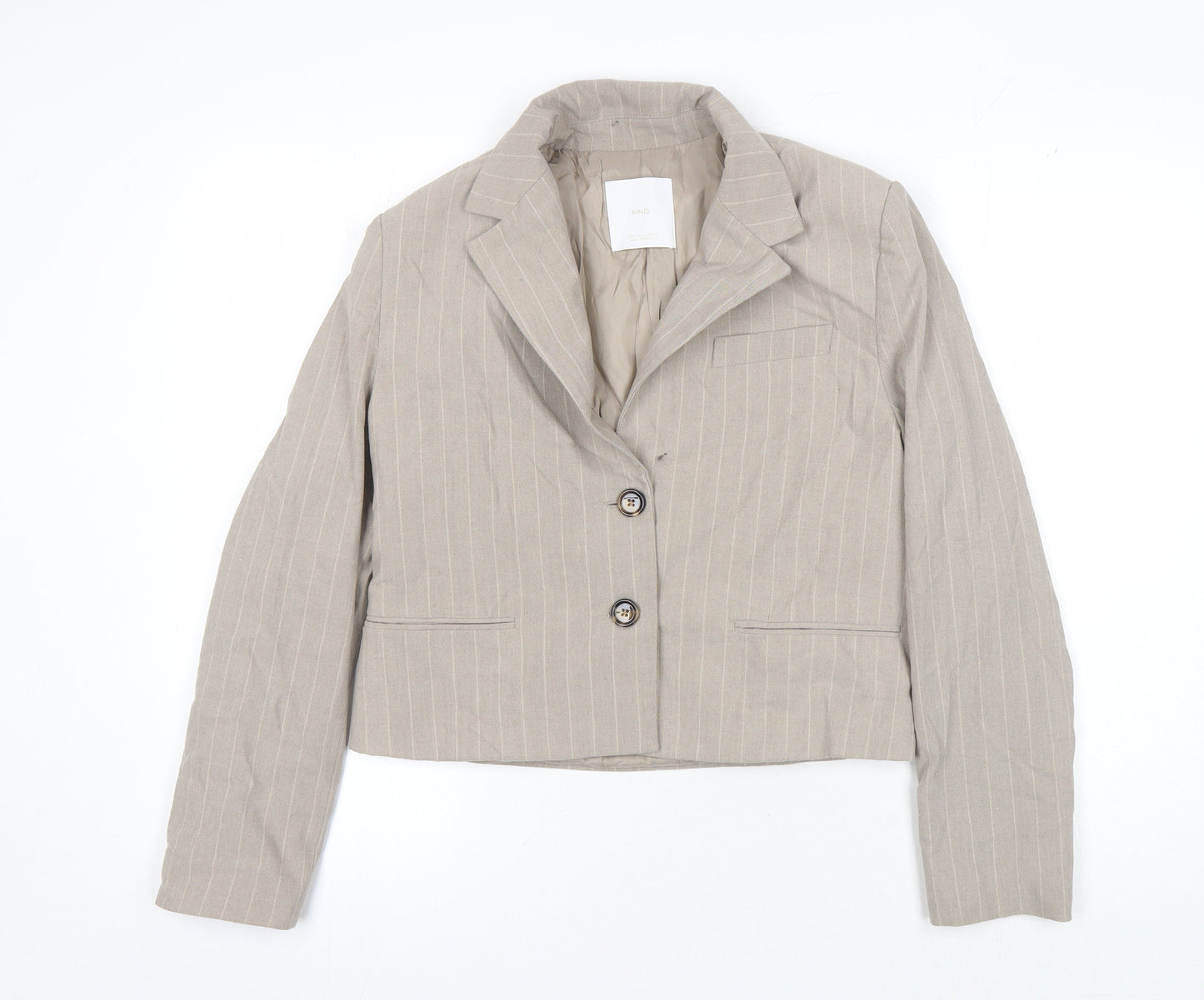 MNG Women's Beige Pinstripe Blazer Size S