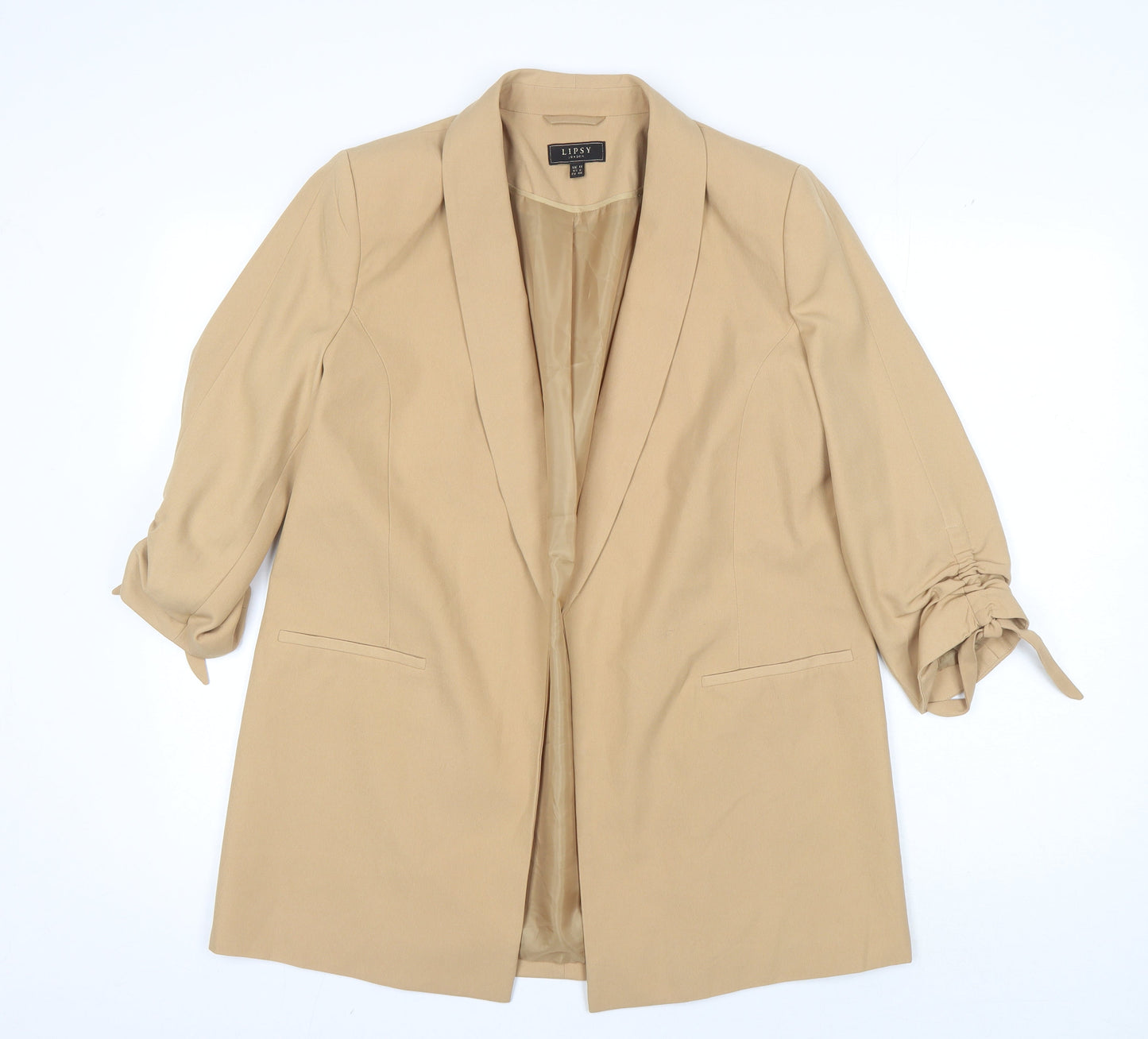 Lipsy Women's Beige Blazer, Size 12, 3/4 Sleeve