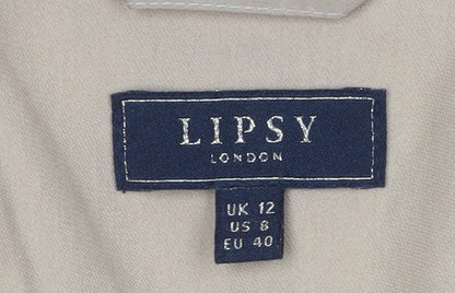 Lipsy Women's Beige Blazer, Size 12, 3/4 Sleeve