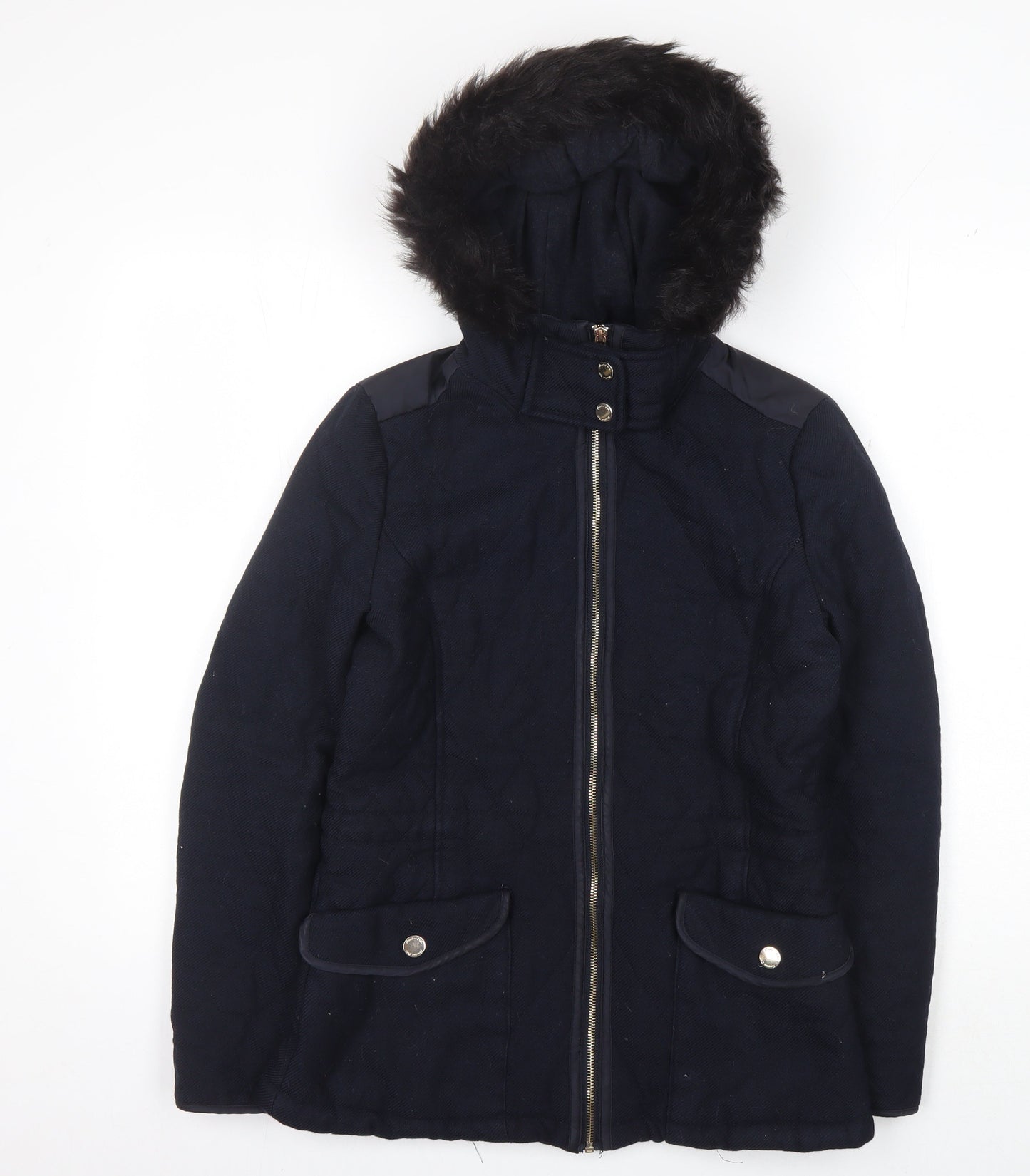 Massimo Dutti Women's Blue Parka Jacket S