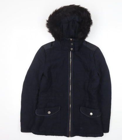 Massimo Dutti Women's Blue Parka Jacket S