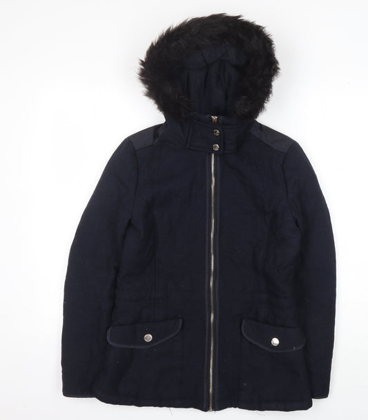 Massimo Dutti Women's Blue Parka Jacket S