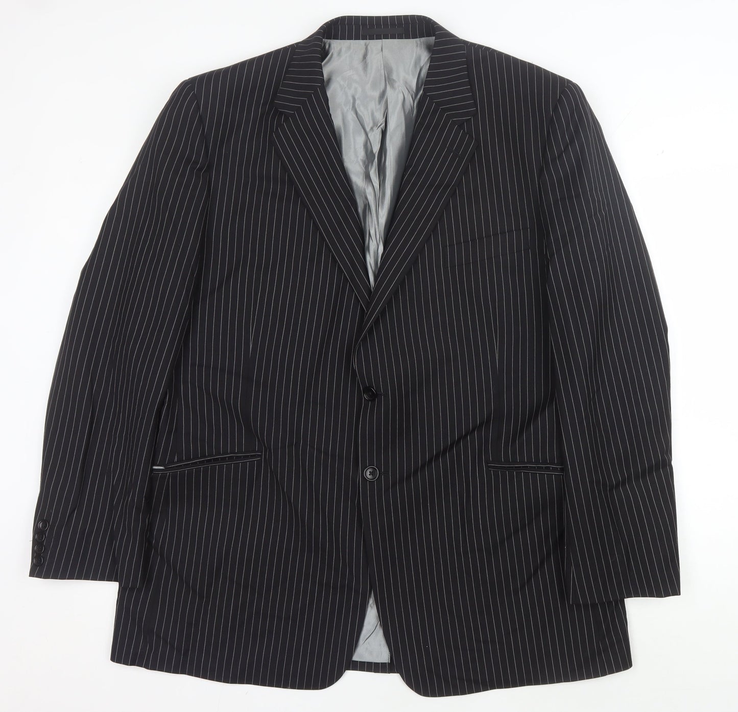 Mens UK Size 46 Charlton Gray Regular Black Suit Jacket