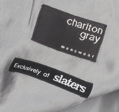 Mens UK Size 46 Charlton Gray Regular Black Suit Jacket
